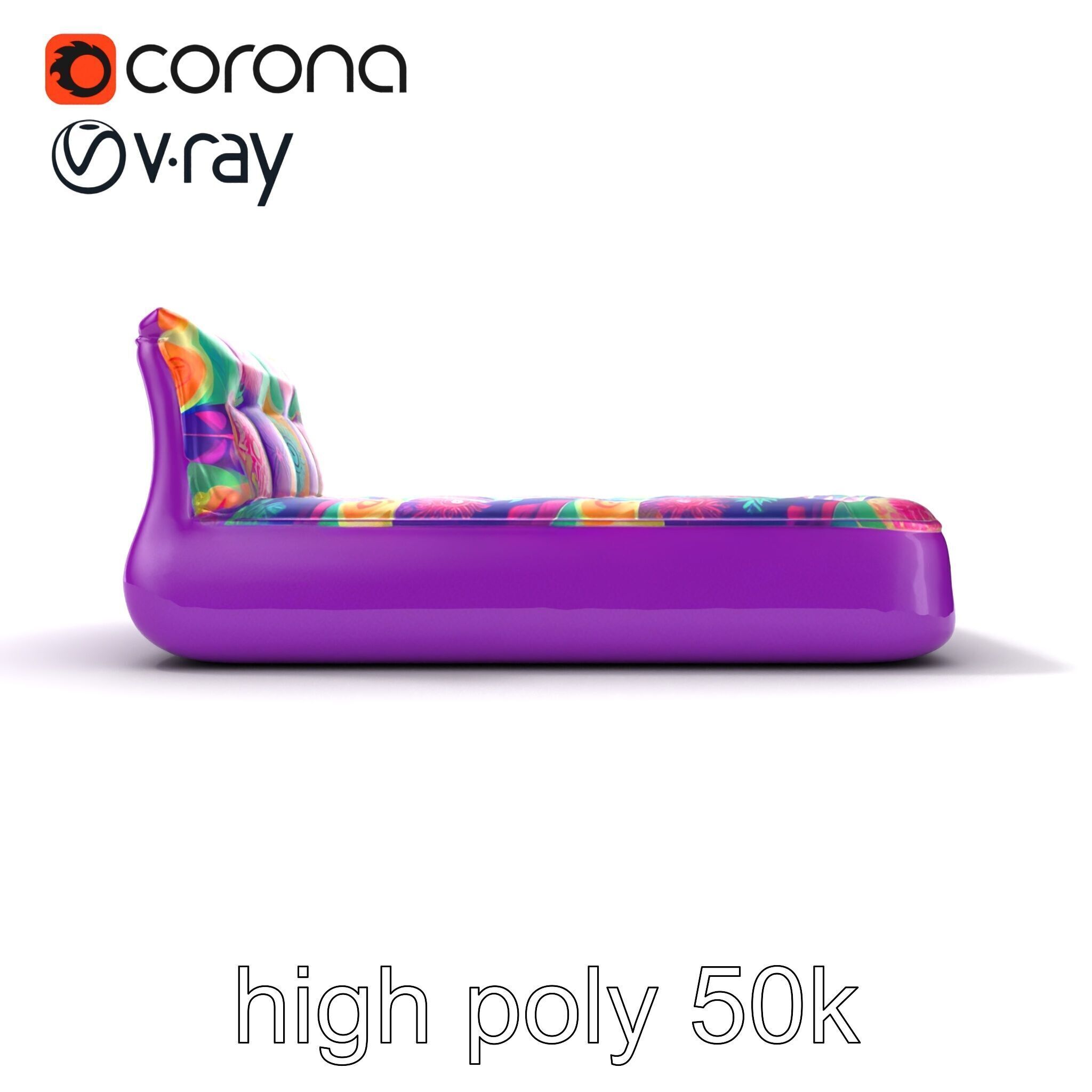 Convertible Inflatable Mattress Vibrant Patterns Model Pack Low-poly 3D model_17