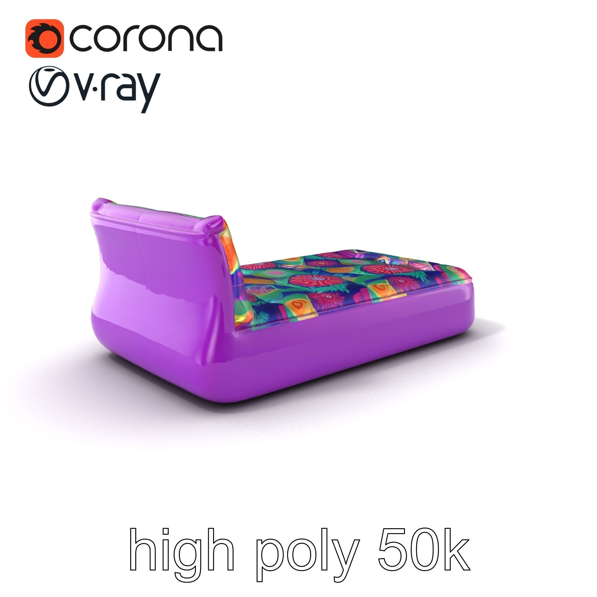 Convertible Inflatable Mattress Vibrant Patterns Model Pack Low-poly 3D model_2