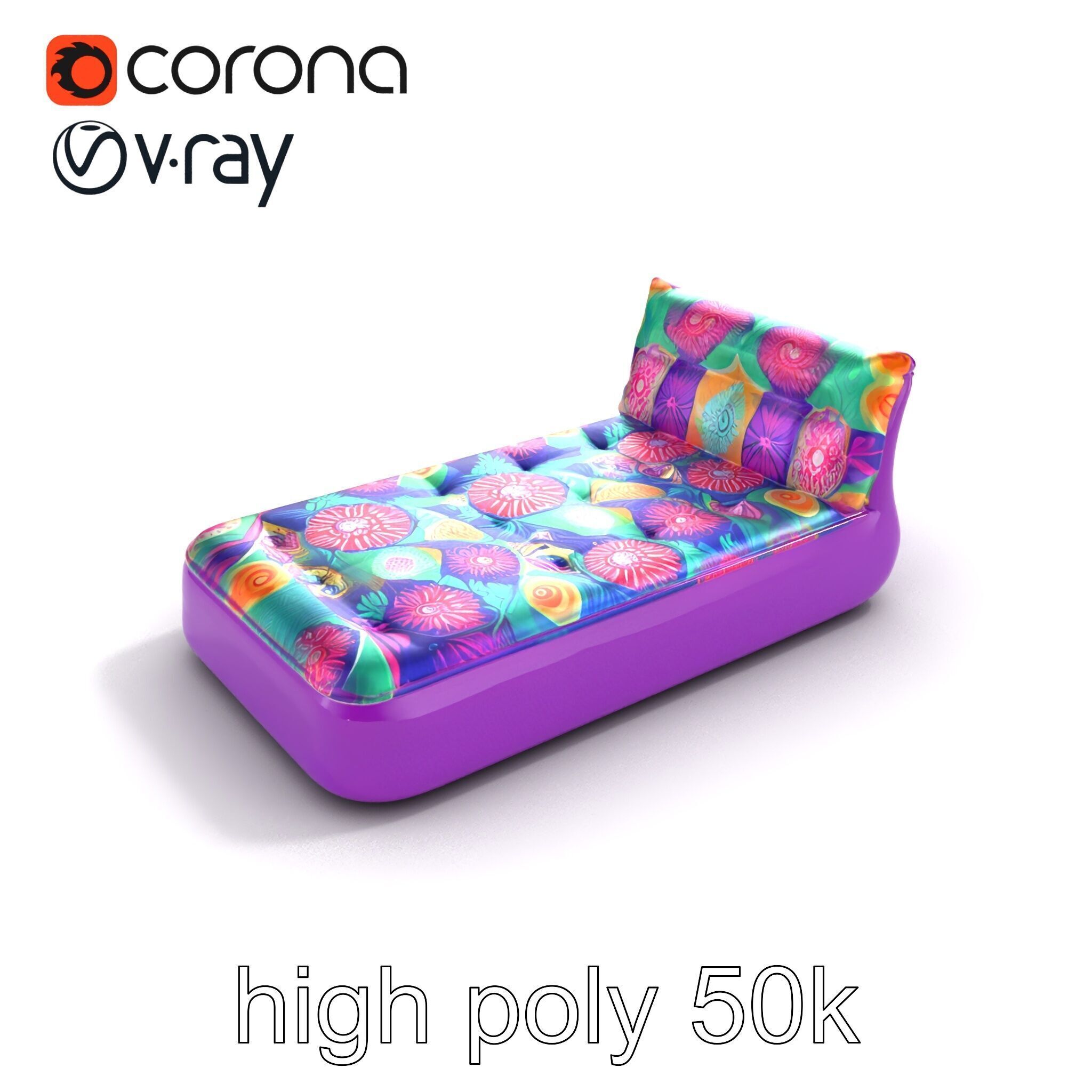 Convertible Inflatable Mattress Vibrant Patterns Model Pack Low-poly 3D model_18