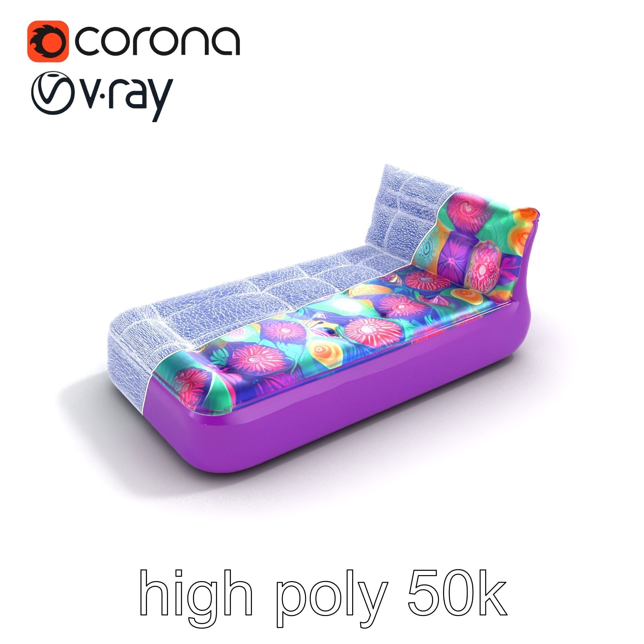 Convertible Inflatable Mattress Vibrant Patterns Model Pack Low-poly 3D model_13