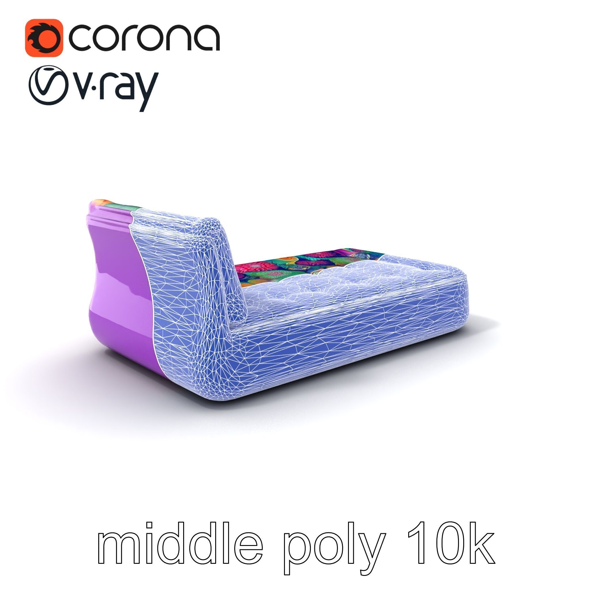 Convertible Inflatable Mattress Vibrant Patterns Model Pack Low-poly 3D model_6
