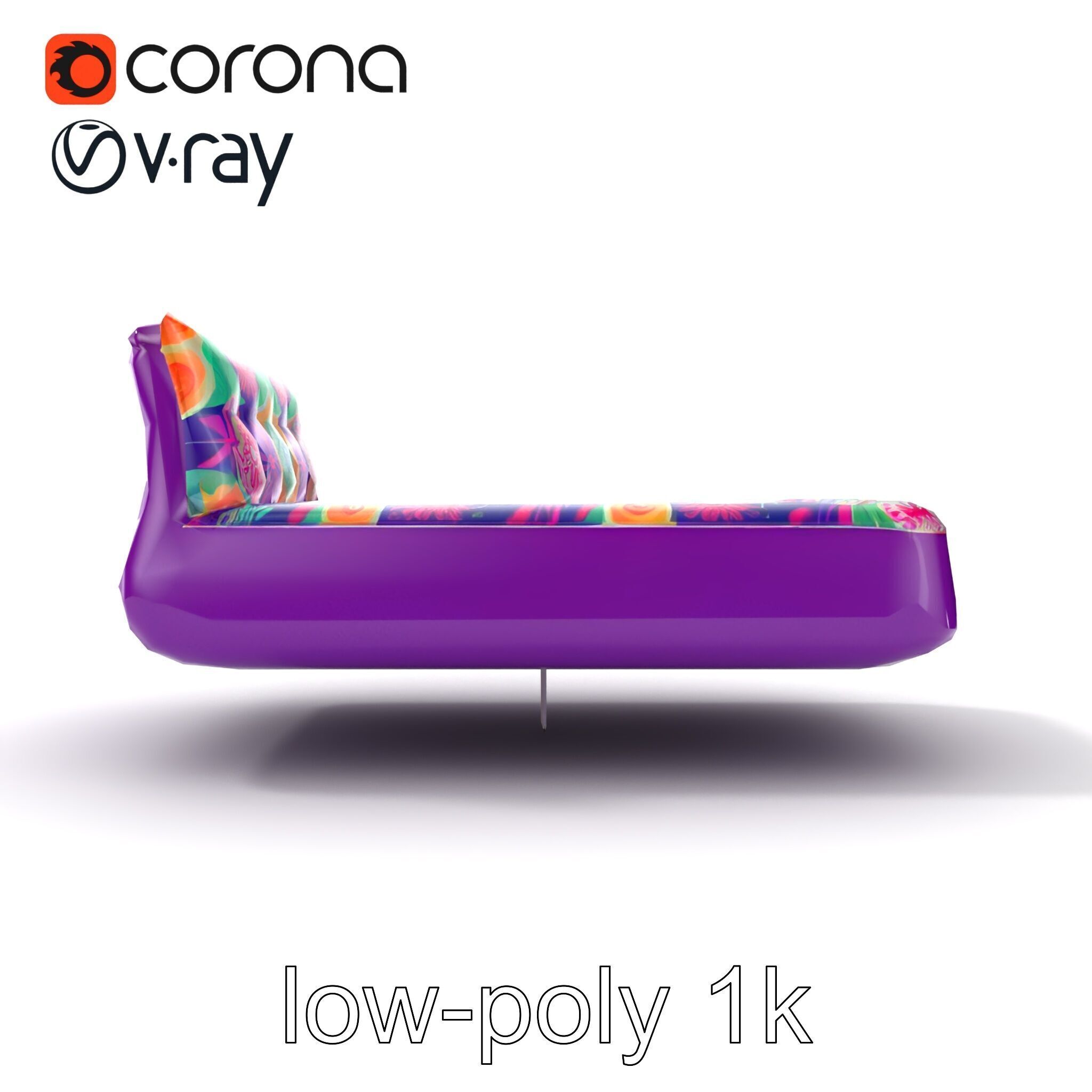 Convertible Inflatable Mattress Vibrant Patterns Model Pack Low-poly 3D model_26