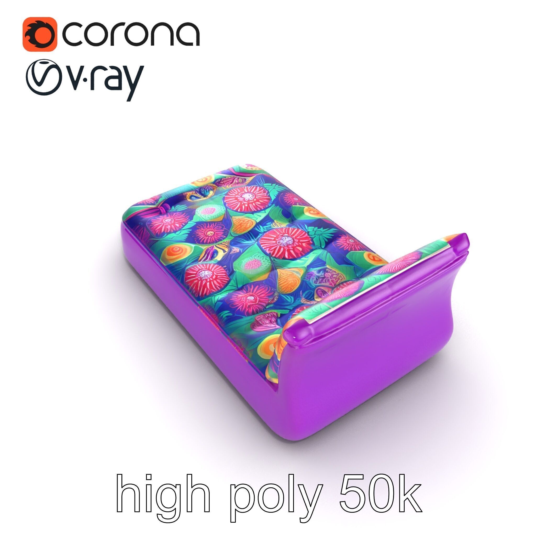 Convertible Inflatable Mattress Vibrant Patterns Model Pack Low-poly 3D model_32