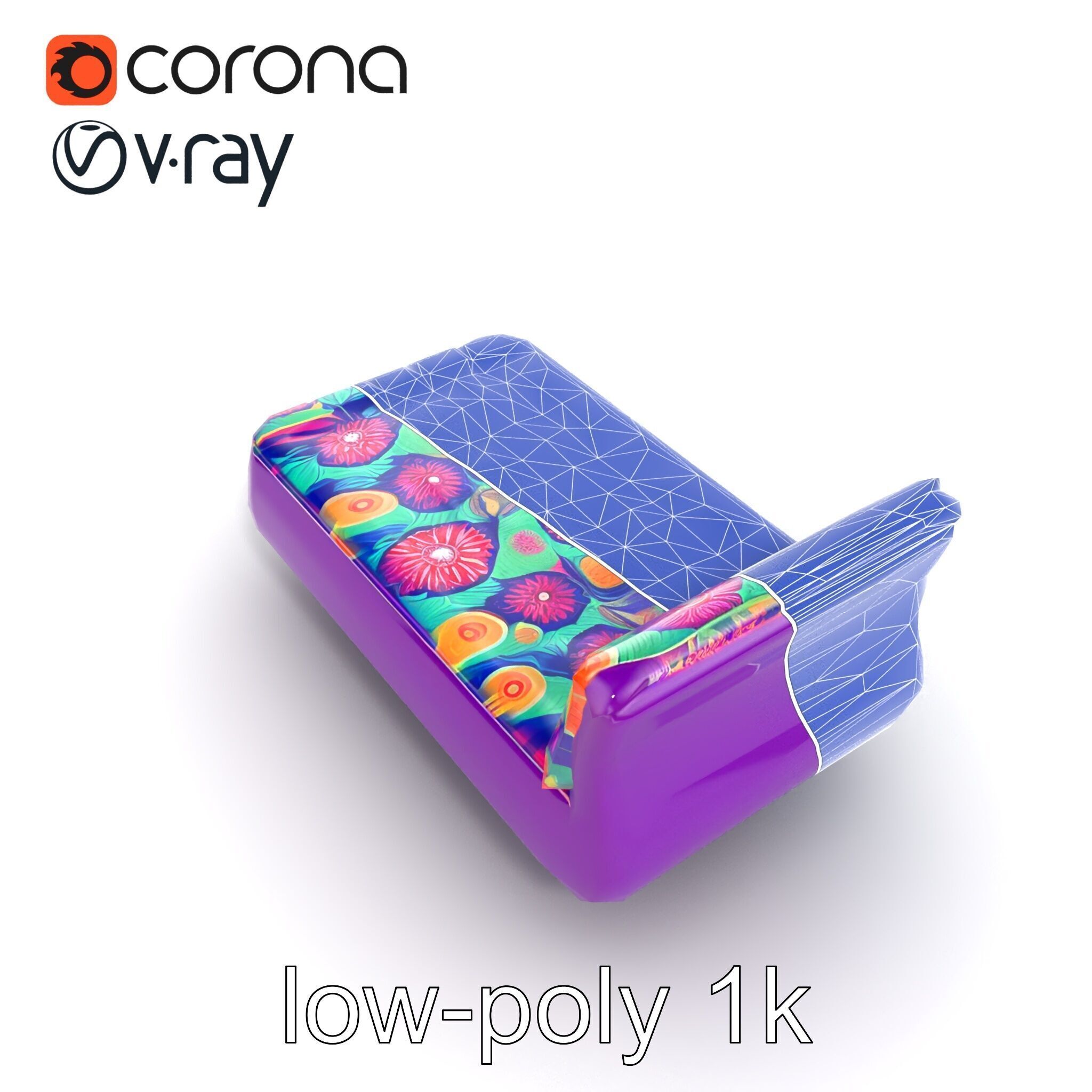 Convertible Inflatable Mattress Vibrant Patterns Model Pack Low-poly 3D model_31