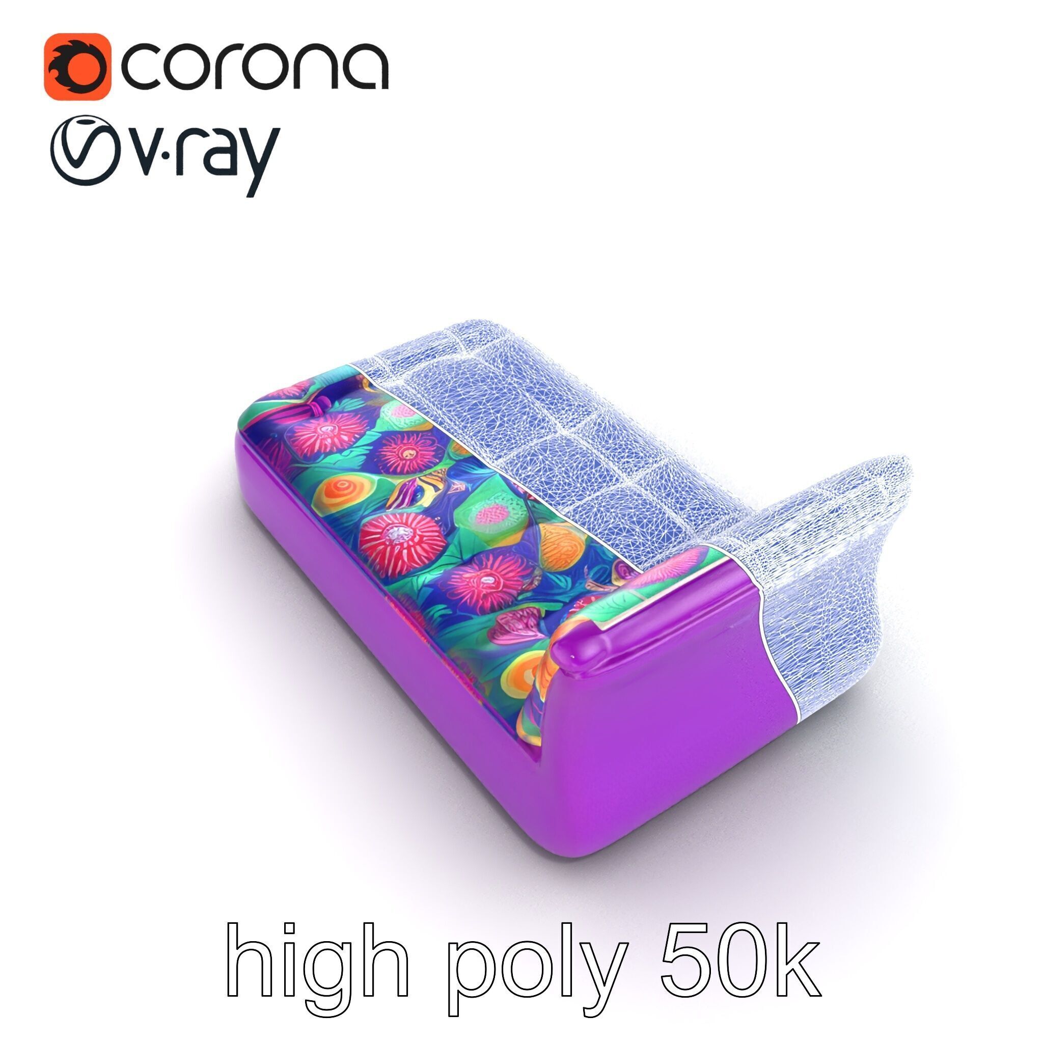 Convertible Inflatable Mattress Vibrant Patterns Model Pack Low-poly 3D model_27