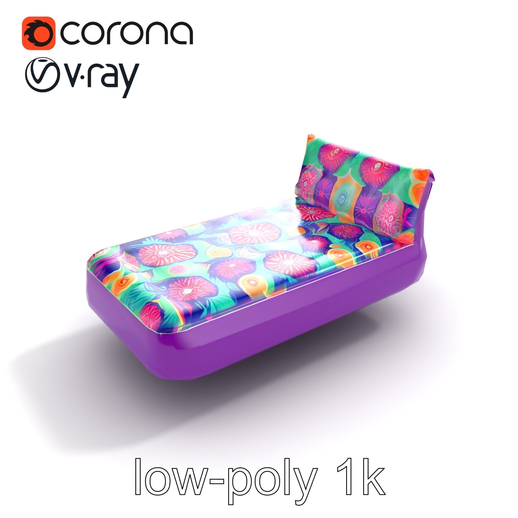 Convertible Inflatable Mattress Vibrant Patterns Model Pack Low-poly 3D model_9
