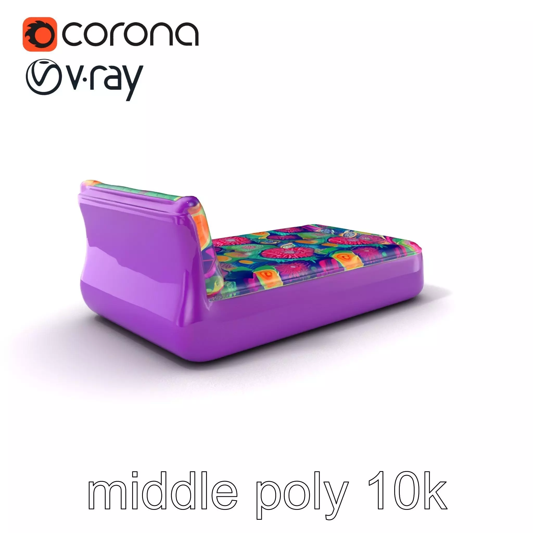 Convertible Inflatable Mattress Vibrant Patterns Model Pack Low-poly 3D model_0