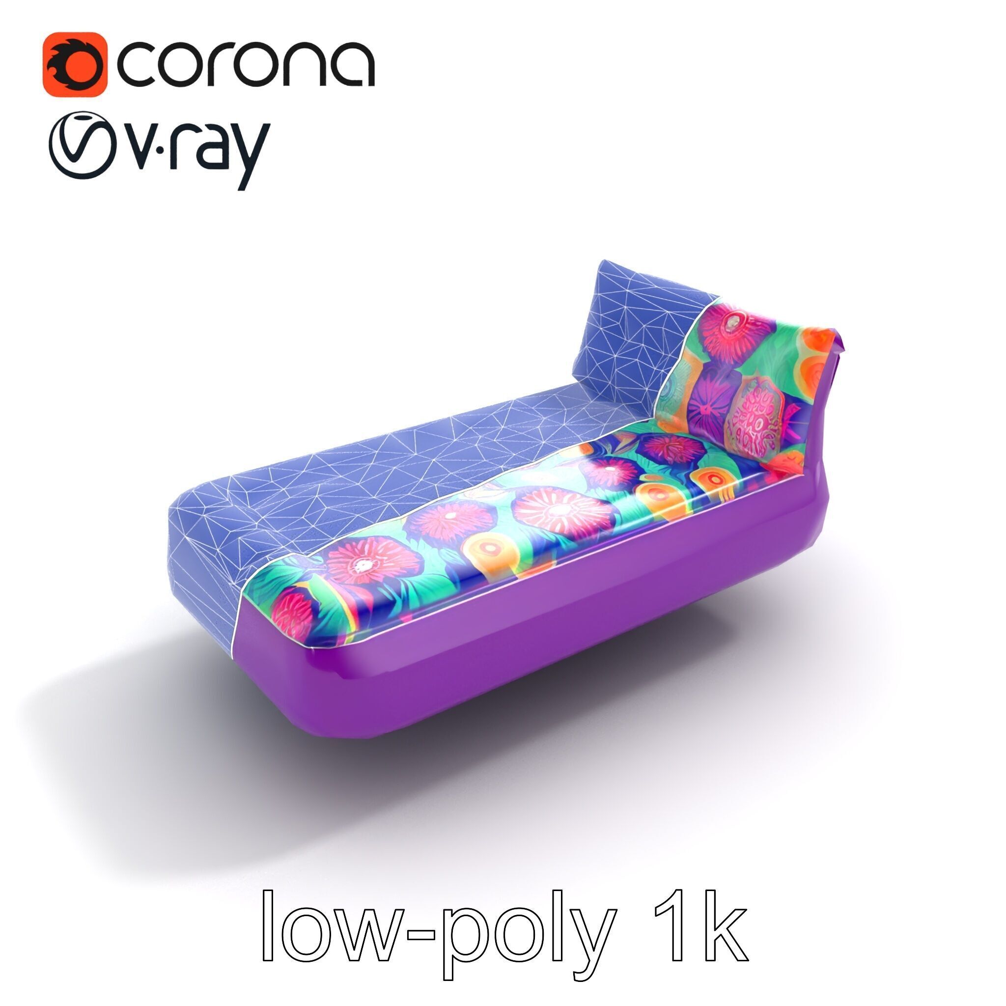 Convertible Inflatable Mattress Vibrant Patterns Model Pack Low-poly 3D model_11