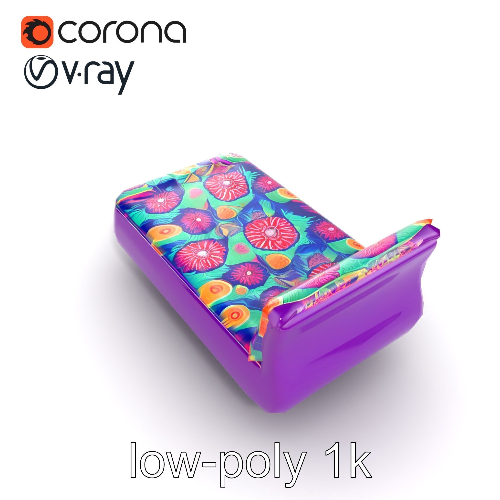 Convertible Inflatable Mattress Vibrant Patterns Model Pack Low-poly 3D model_24