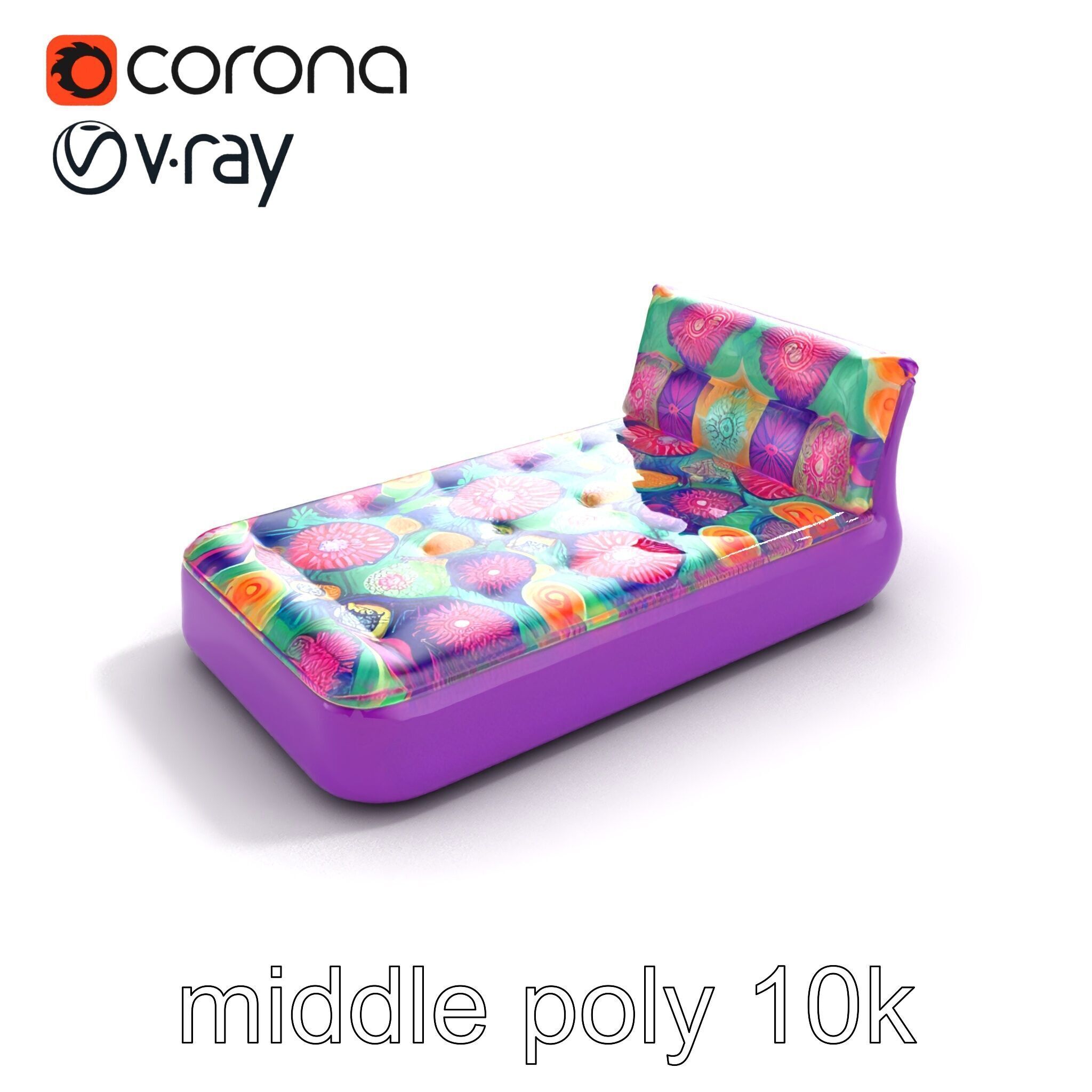 Convertible Inflatable Mattress Vibrant Patterns Model Pack Low-poly 3D model_8