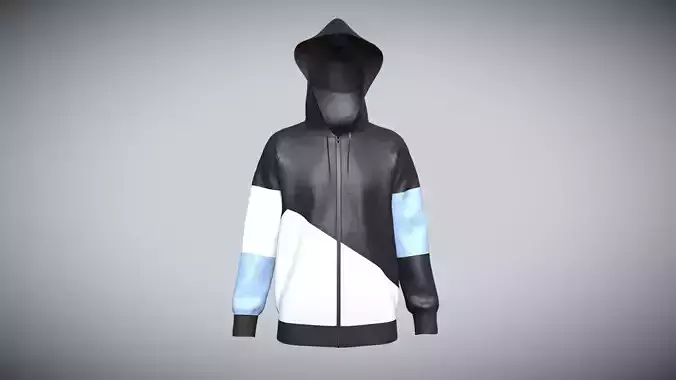 Hoodie-Contrast Color In Low Poly