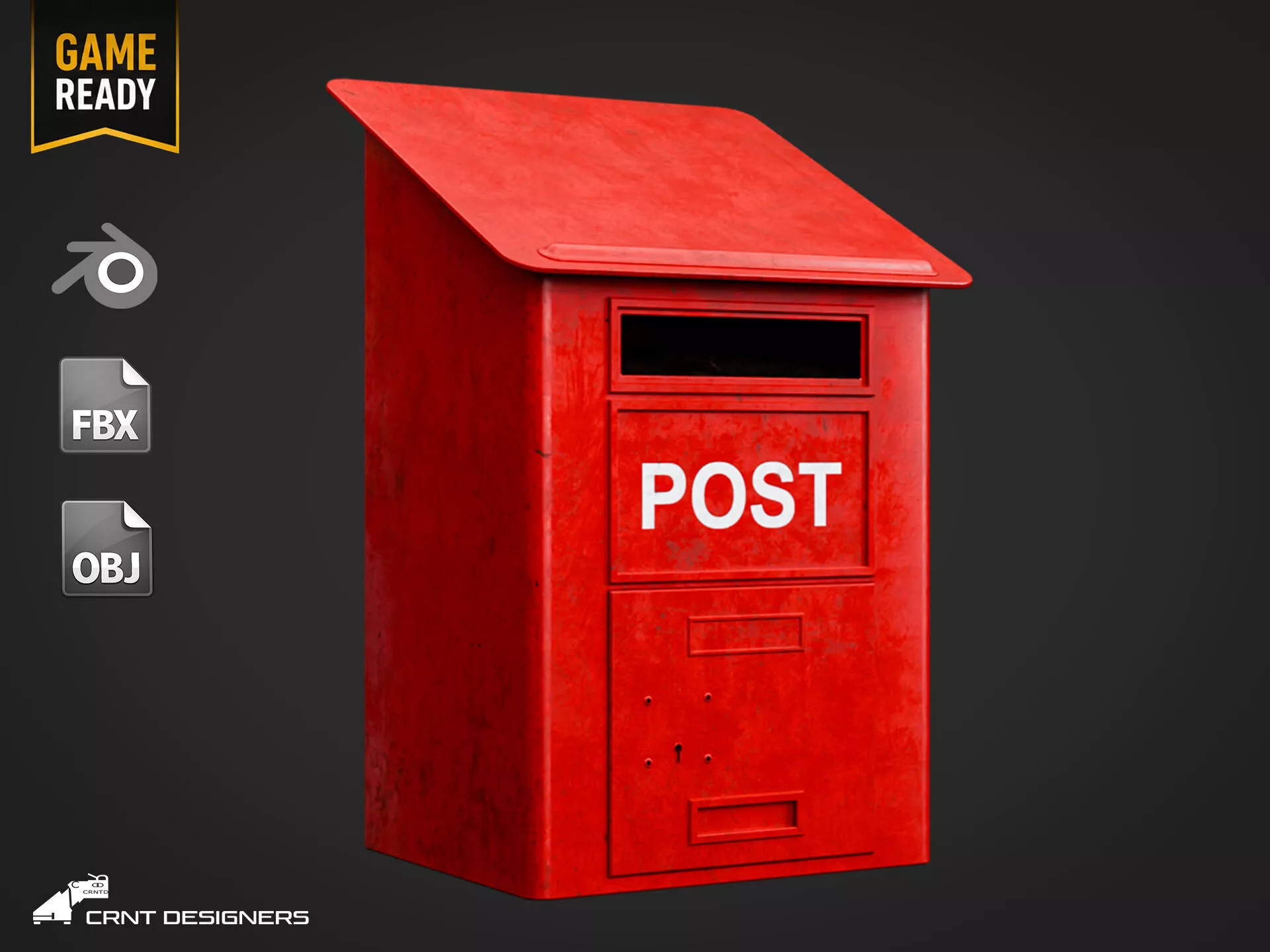 Postbox Low Poly 3D Model Low-poly 3D model