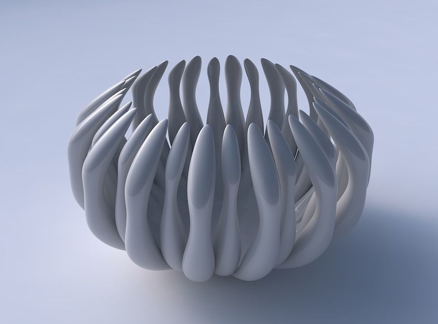 Bowl two layered flower with soft tips long neck 3D print model_3