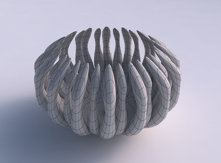 Bowl two layered flower with soft tips long neck 3D print model_5