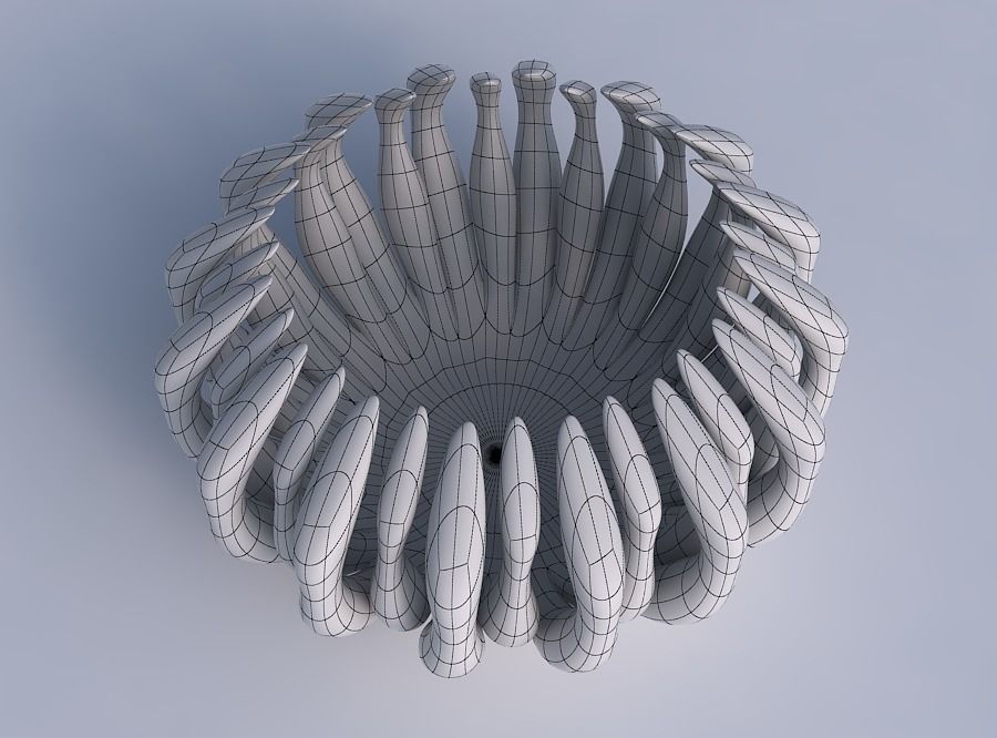 Bowl two layered flower with soft tips long neck 3D print model_6