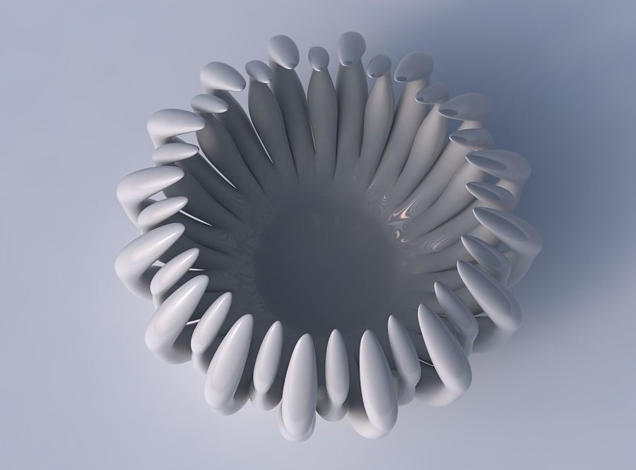 Bowl two layered flower with soft tips long neck 3D print model_2