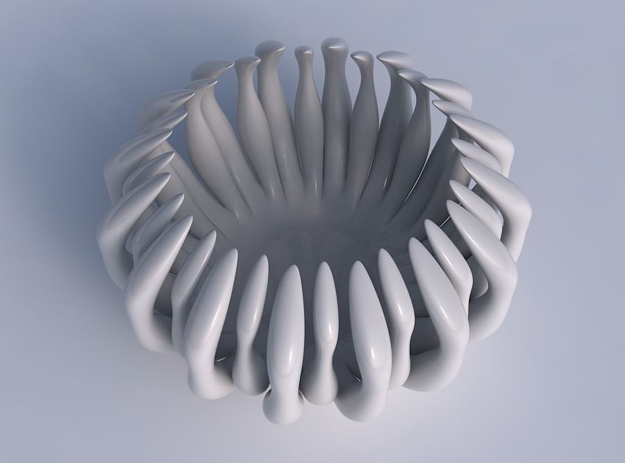 Bowl two layered flower with soft tips long neck 3D print model_1