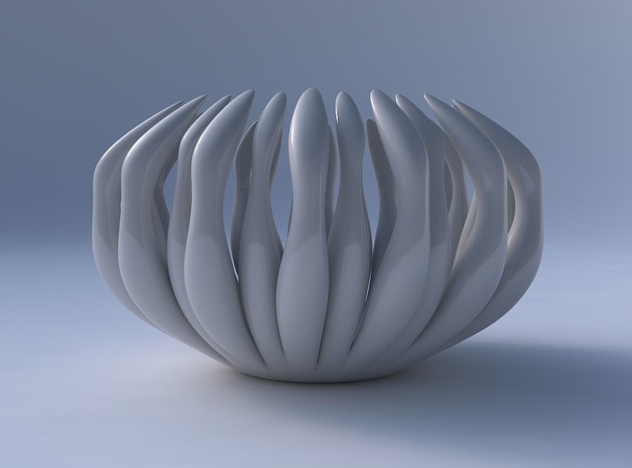 Bowl two layered flower with soft tips long neck 3D print model_4