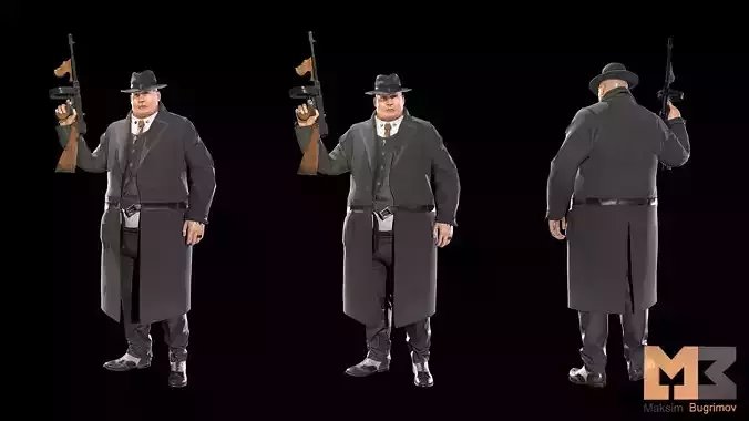 Old Gangster Low-poly 3D model
