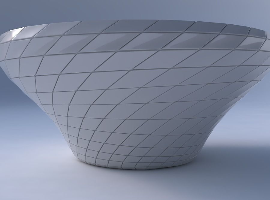 Bowl wide and twisted with distorted grid plates 3D print model_4