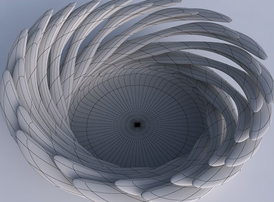 Bowl two layered flower with soft tips twisted and streched top 3D print model_6