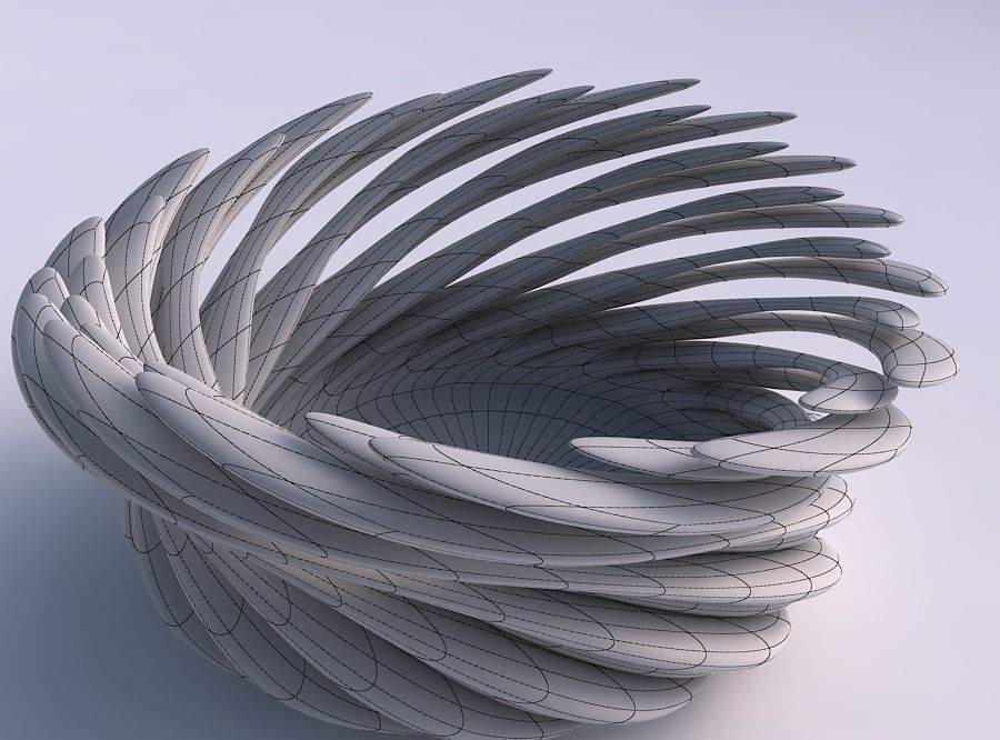 Bowl two layered flower with soft tips twisted and streched top 3D print model_5