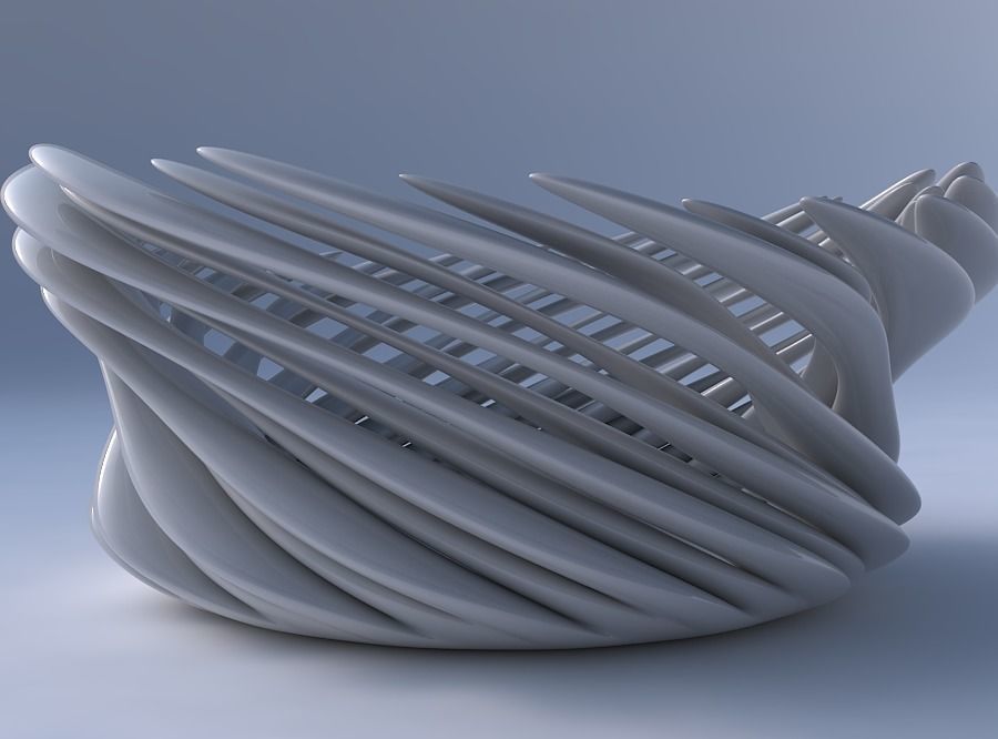 Bowl two layered flower with soft tips twisted and streched top 3D print model_4