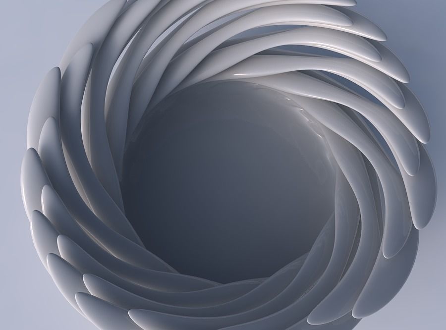 Bowl two layered flower with soft tips twisted and streched top 3D print model_2