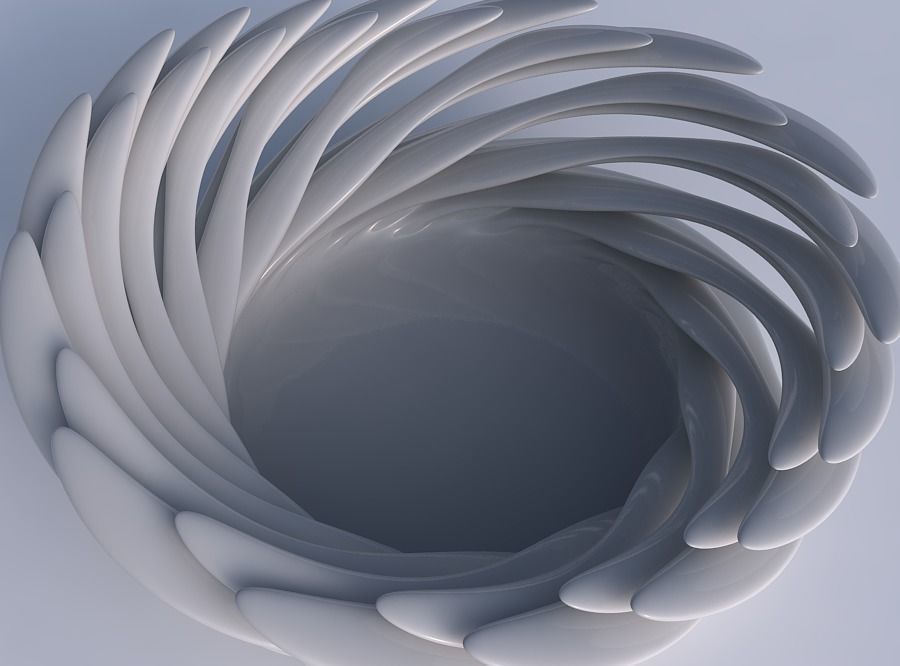 Bowl two layered flower with soft tips twisted and streched top 3D print model_1