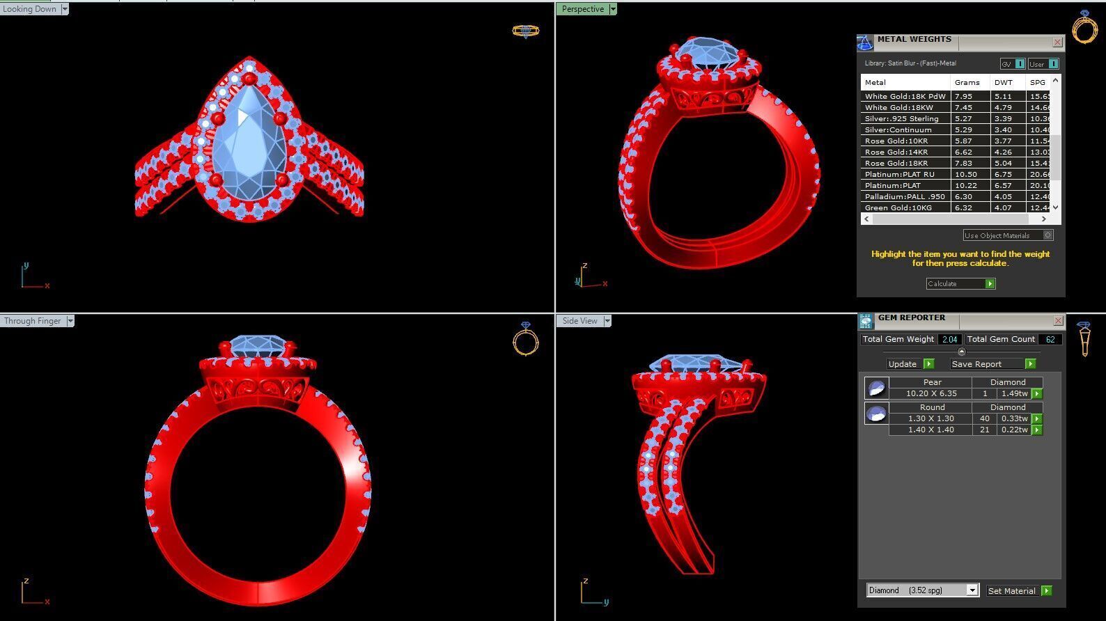 Pear Halo Curved Engagement Ring 3D print model_5