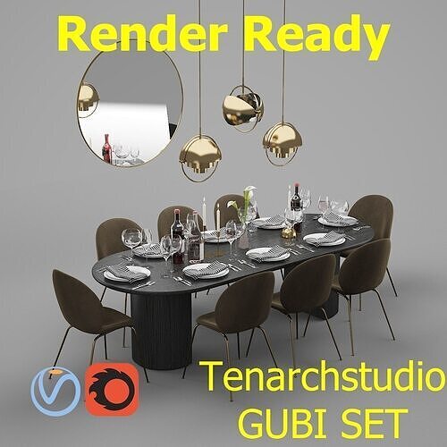 Tenarchstudio GUBI Dining Set Render Ready  3D model