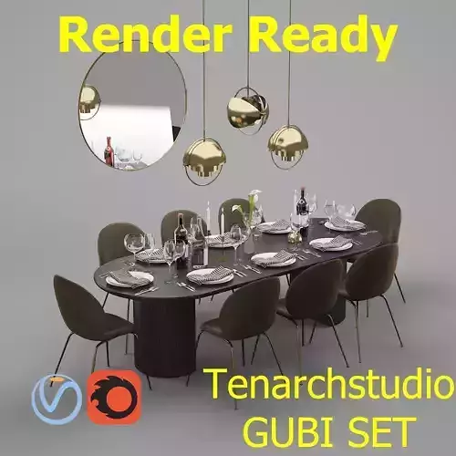 Tenarchstudio GUBI Dining Set Render Ready 