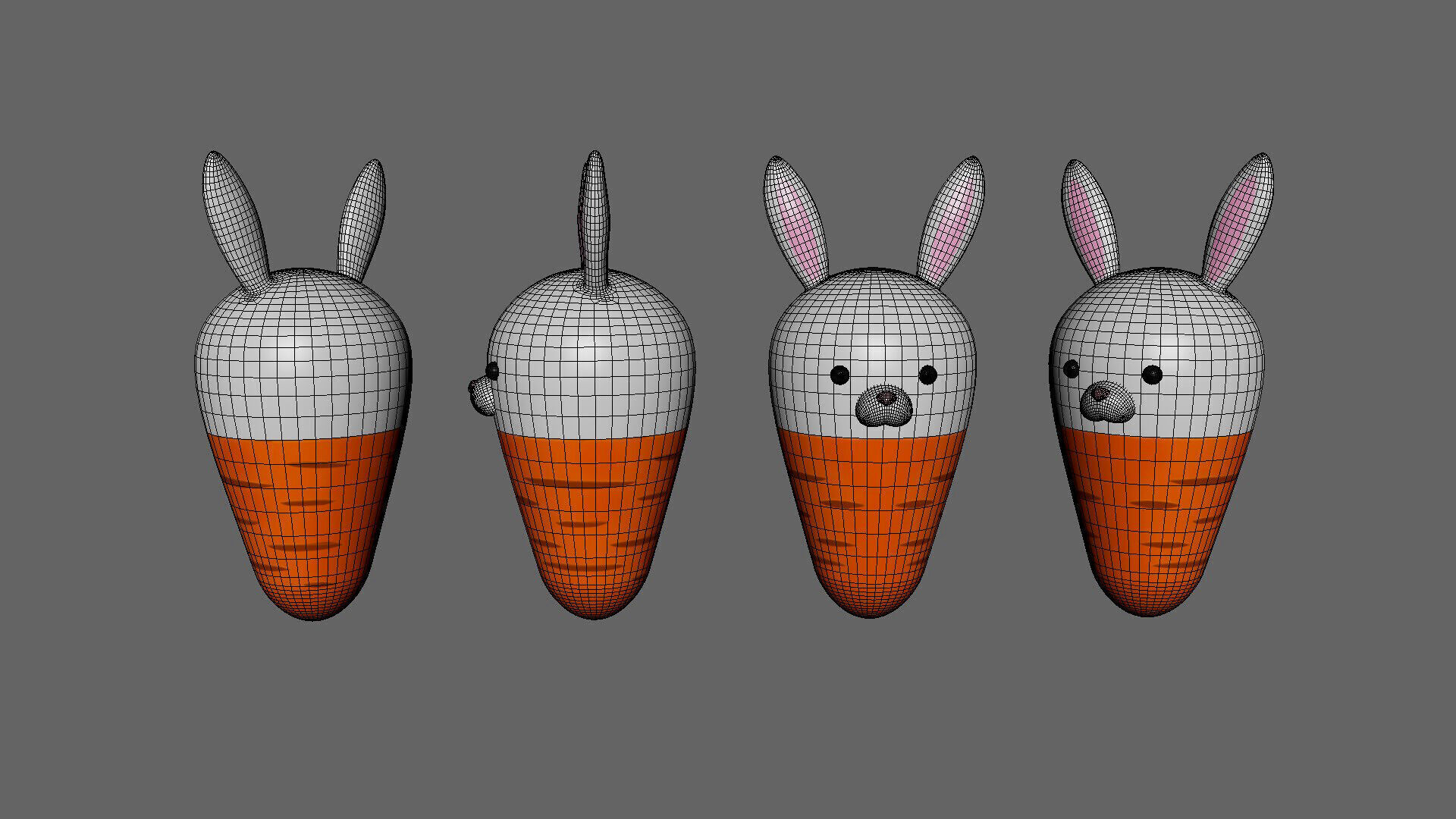 Easter Rabbit Carrot Low-poly 3D model_7