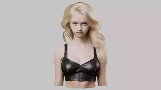 Realistic Beautiful Blonde American Teen Girl Head and Body Low-poly 3D model