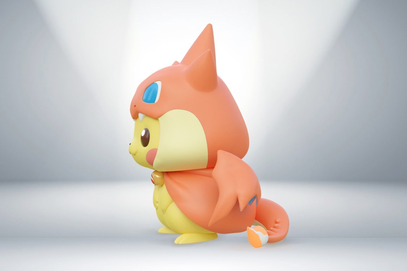 Adorable Pikachu in Mega Charizard Y Costume Poncho Pikachu STL 3D print model_3