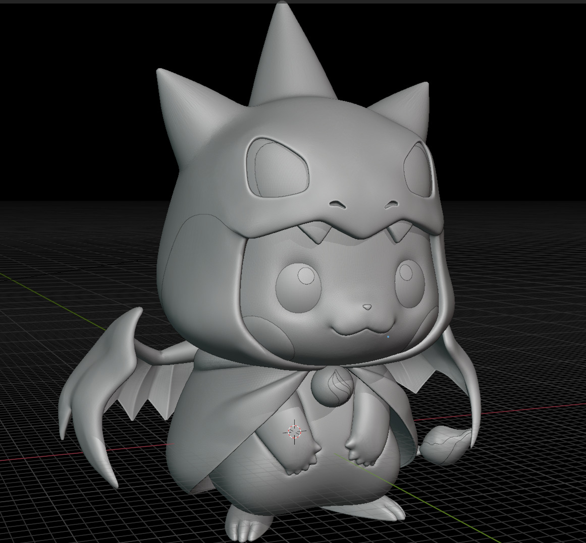 Adorable Pikachu in Mega Charizard Y Costume Poncho Pikachu STL 3D print model_6