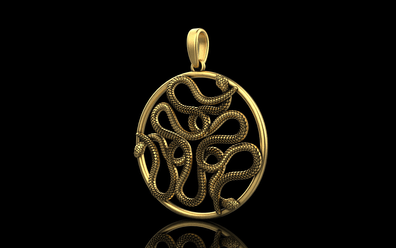 snake round pendant model 709 3D print model_11