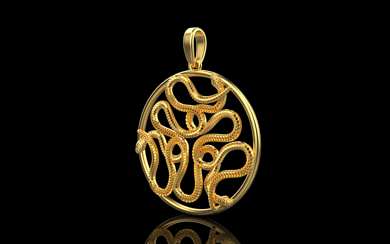 snake round pendant model 709 3D print model_28