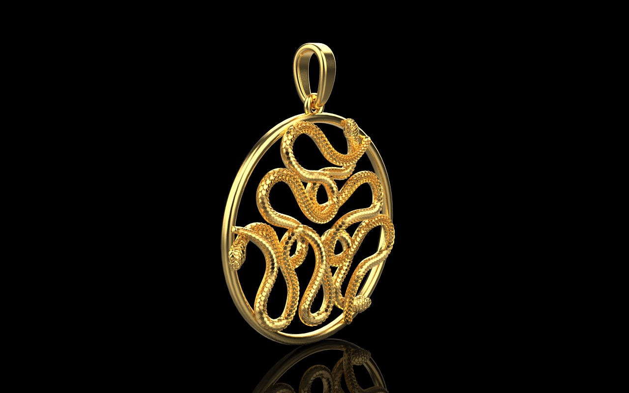 snake round pendant model 709 3D print model_22