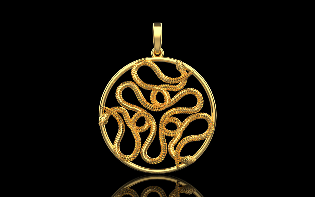 snake round pendant model 709 3D print model_14