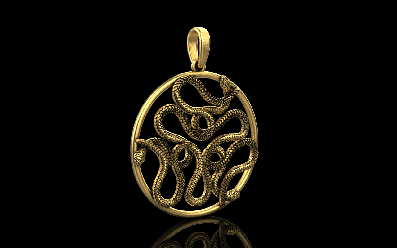 snake round pendant model 709 3D print model_10