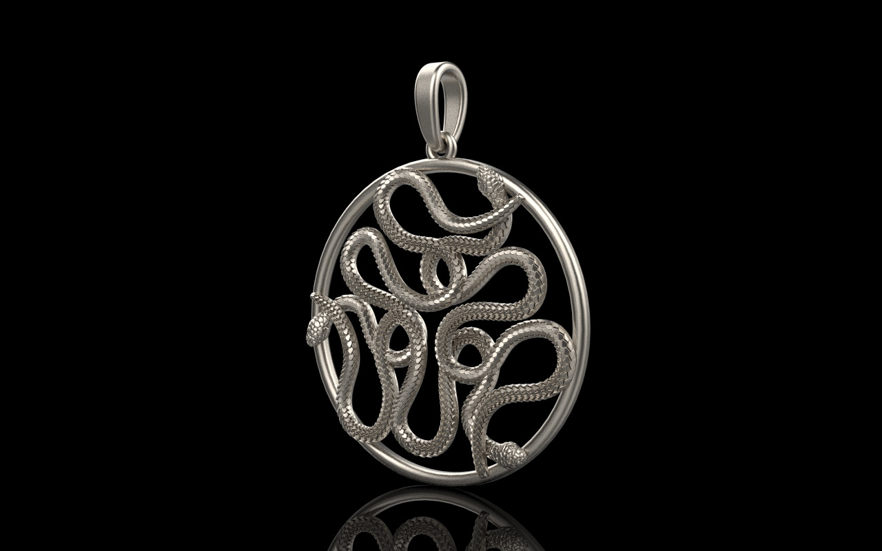 snake round pendant model 709 3D print model_31