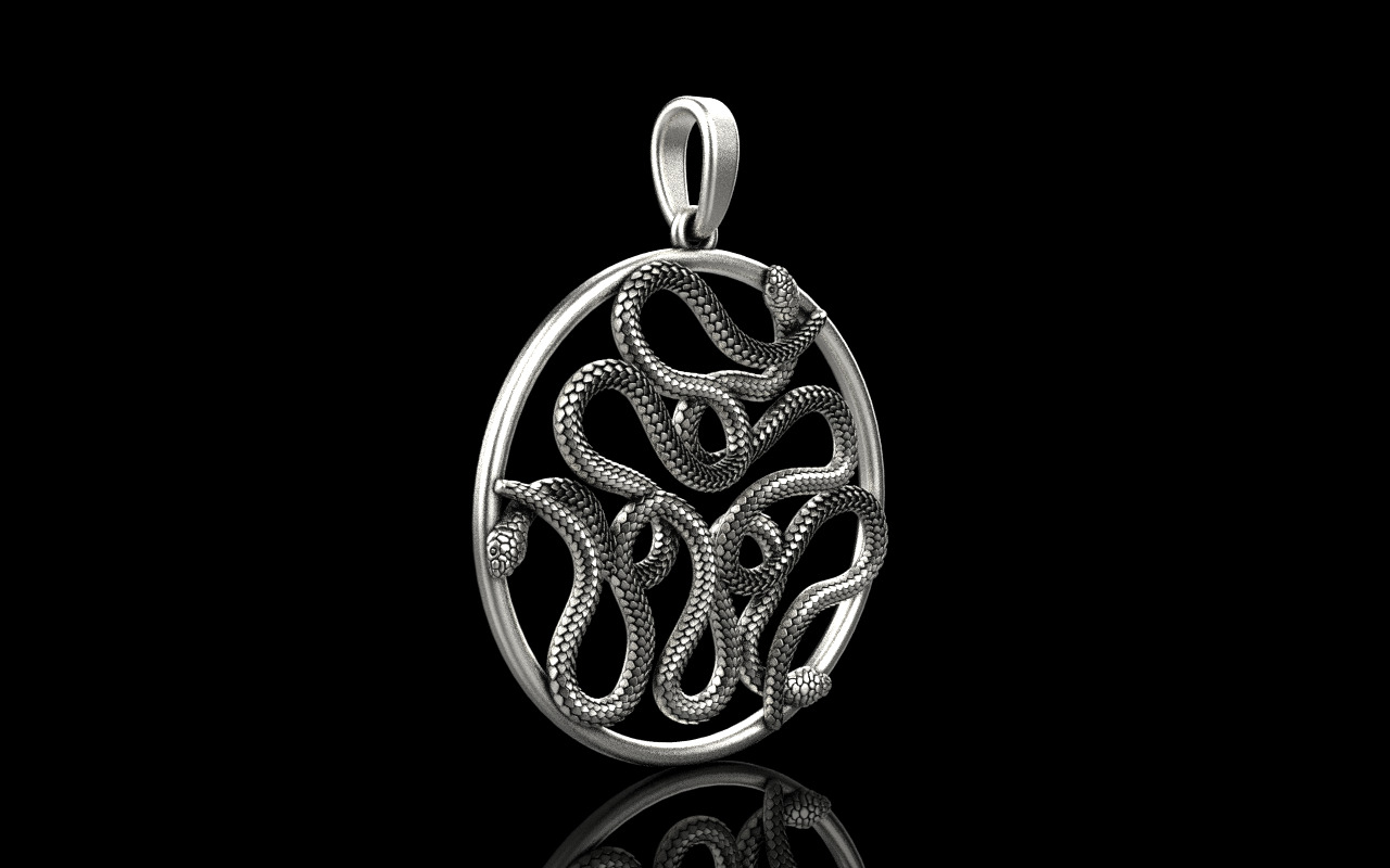 snake round pendant model 709 3D print model_13