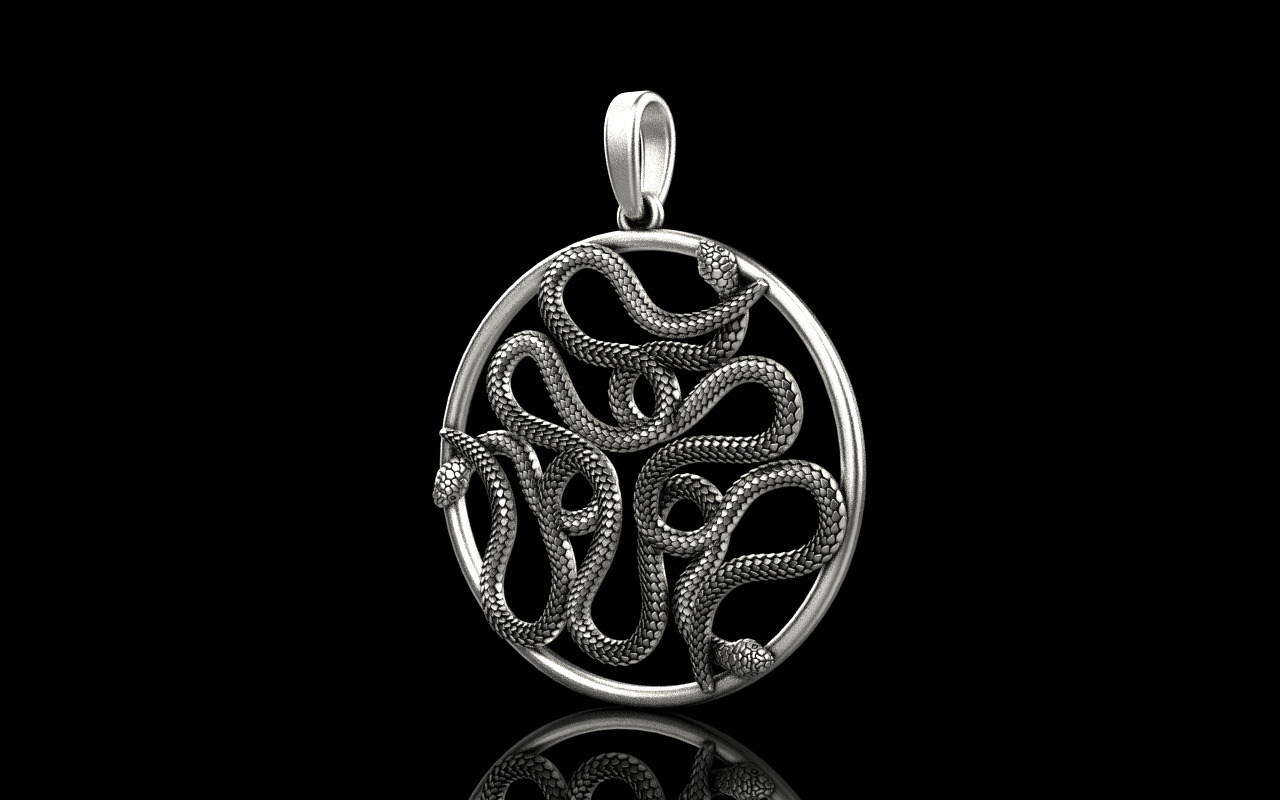 snake round pendant model 709 3D print model_1