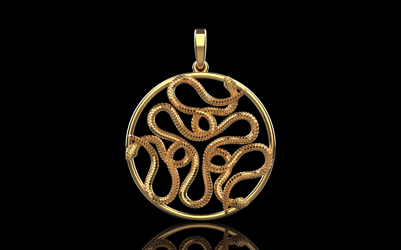 snake round pendant model 709 3D print model_17