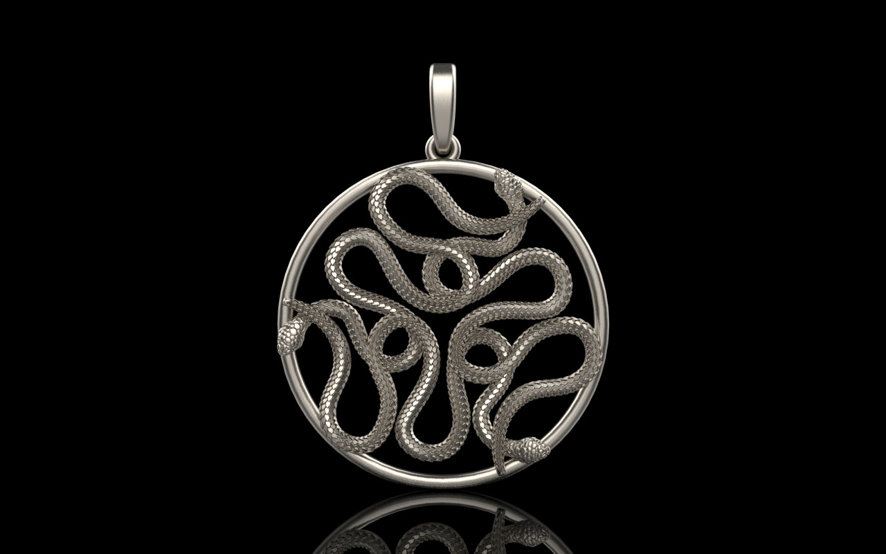 snake round pendant model 709 3D print model_18