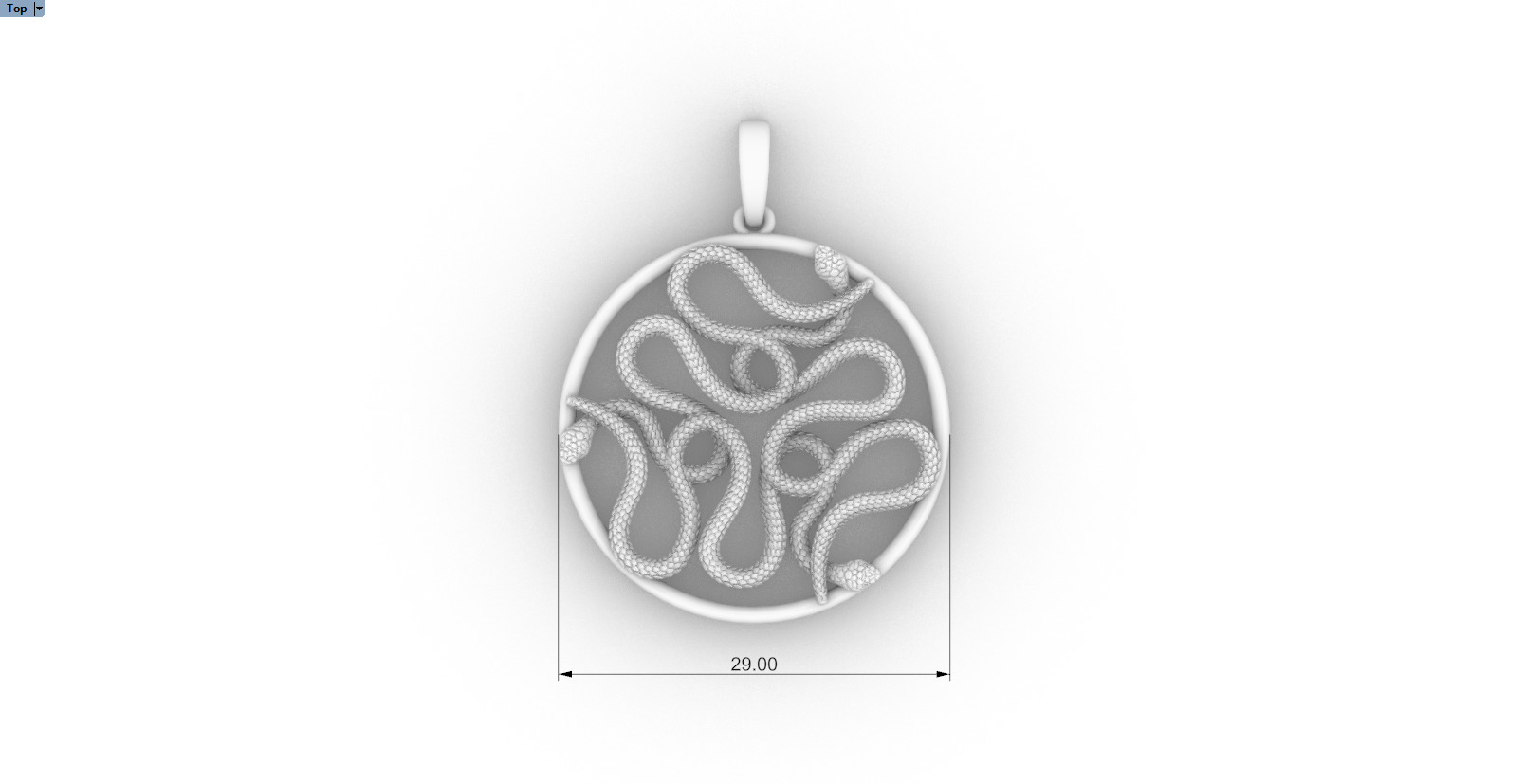 snake round pendant model 709 3D print model_5