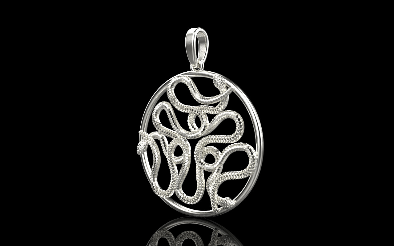 snake round pendant model 709 3D print model_33