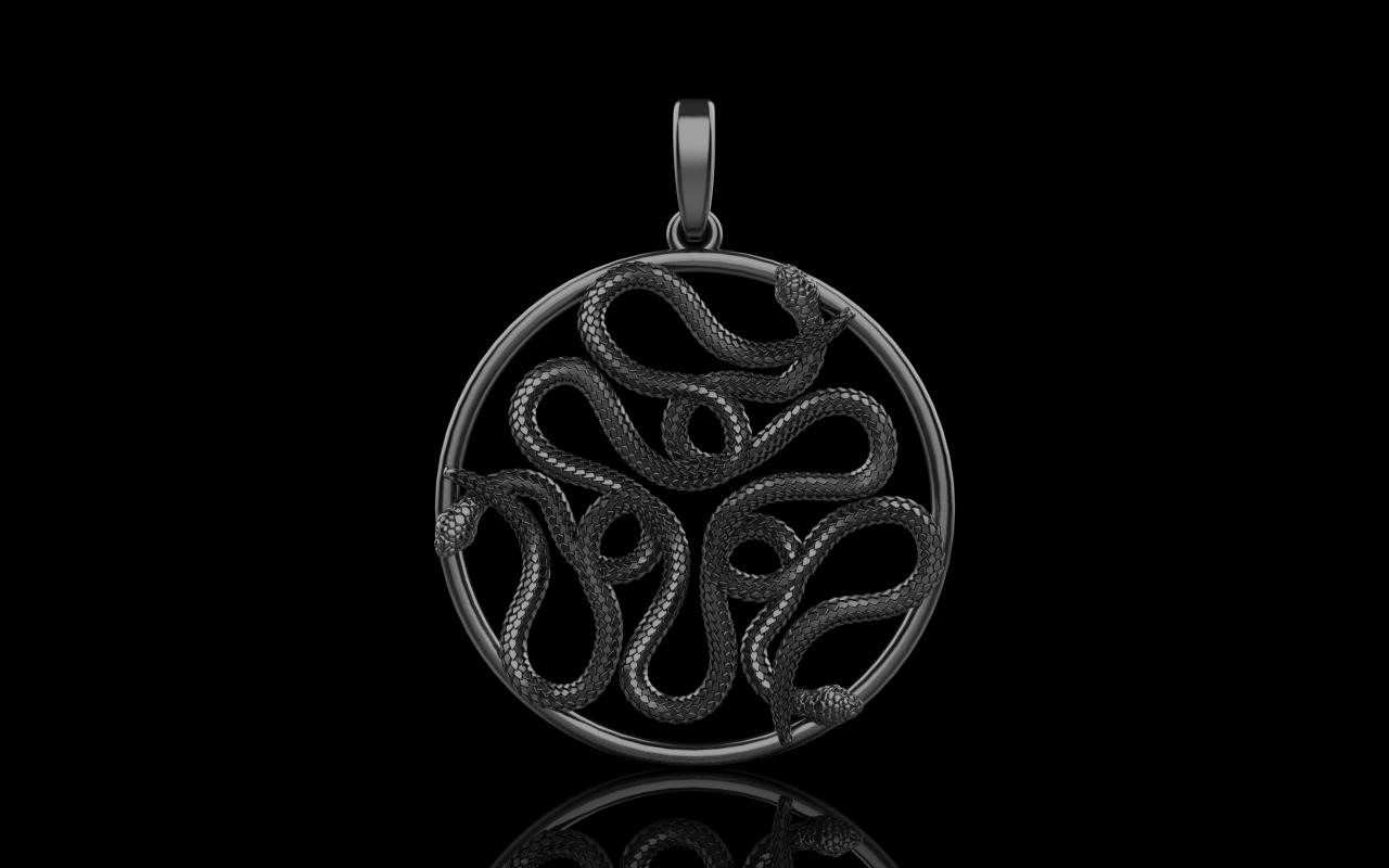 snake round pendant model 709 3D print model_20