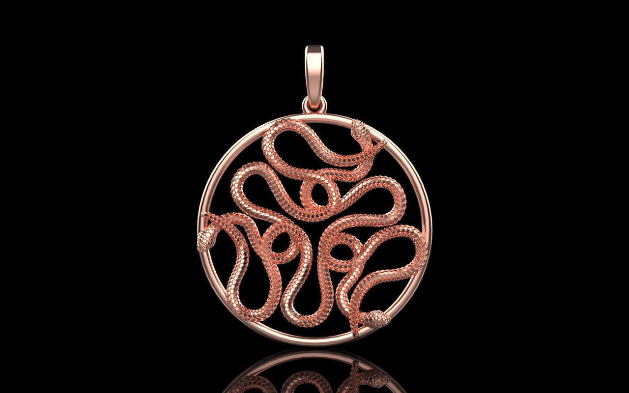 snake round pendant model 709 3D print model_19